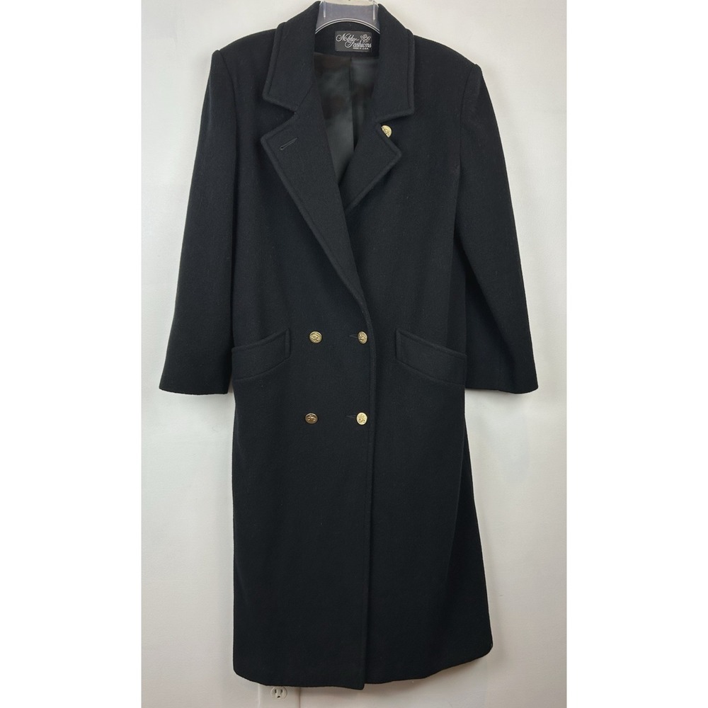 Vintage Coat Women Medium Black Wool Blend Corpcore Clean Girl Professional
